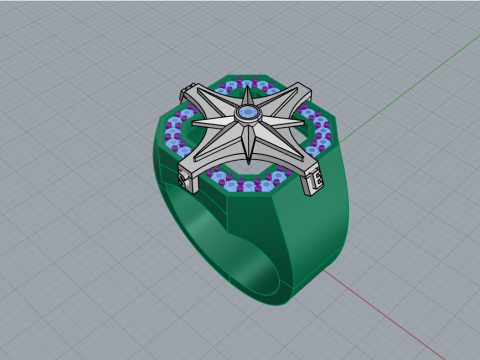 Compass signet ring model 972 3D प्रिंट मॉडल