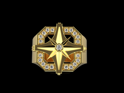 Compass signet ring model 972 3D प्रिंट मॉडल