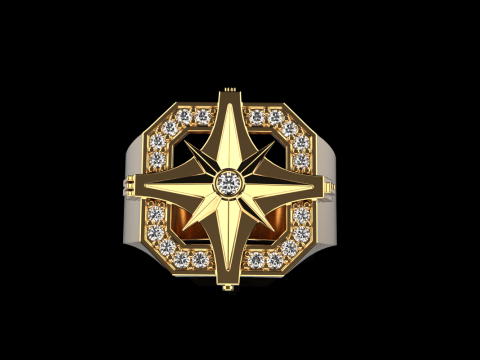 Compass signet ring model 972 3D प्रिंट मॉडल