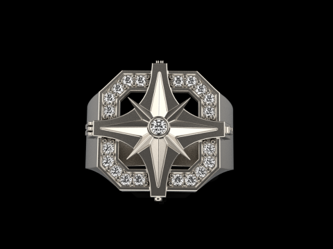 Compass signet ring model 972 3D प्रिंट मॉडल