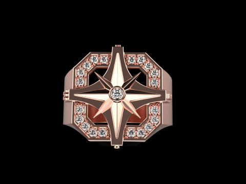 Compass signet ring model 972 3D प्रिंट मॉडल