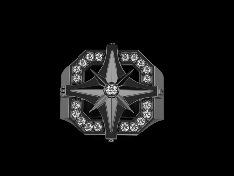 Compass signet ring model 972 3D प्रिंट मॉडल