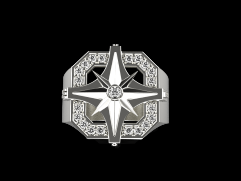 Compass signet ring model 972 3D प्रिंट मॉडल