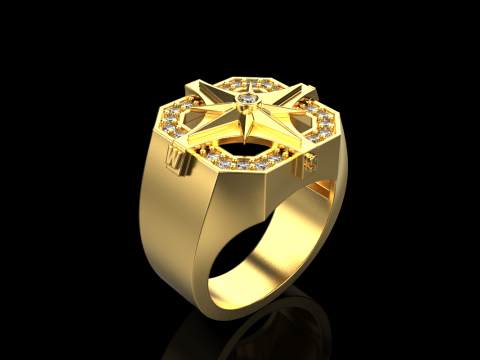 Compass signet ring model 972 3D प्रिंट मॉडल