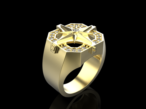 Compass signet ring model 972 3D प्रिंट मॉडल