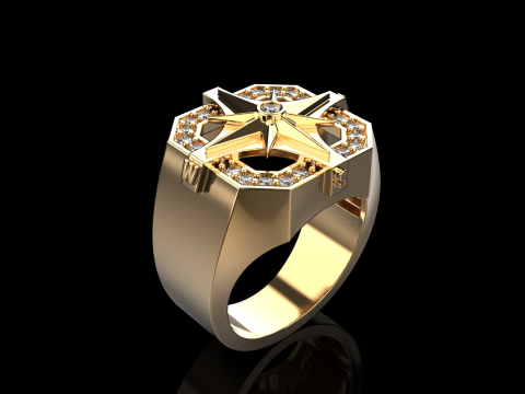 Compass signet ring model 972 3D प्रिंट मॉडल
