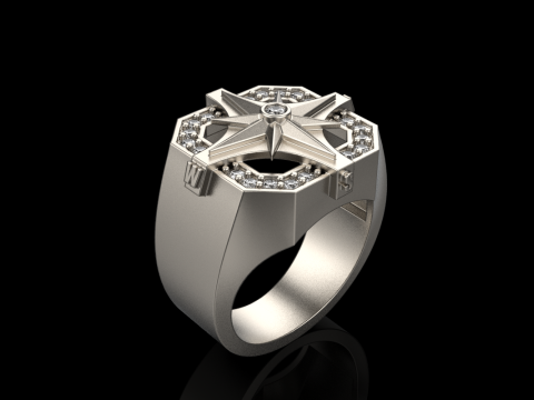 Compass signet ring model 972 3D प्रिंट मॉडल