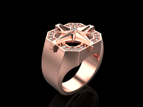 Compass signet ring model 972 3D प्रिंट मॉडल