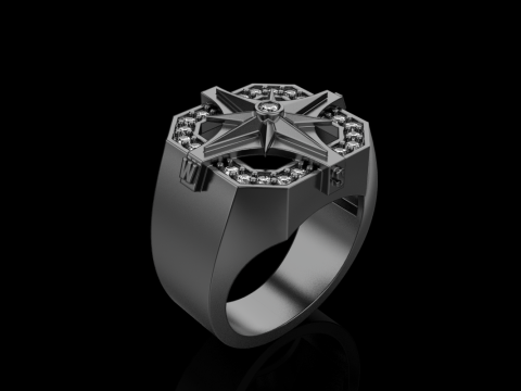 Compass signet ring model 972 3D प्रिंट मॉडल