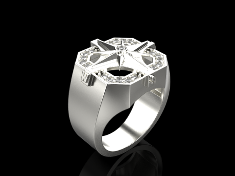 Compass signet ring model 972 3D प्रिंट मॉडल