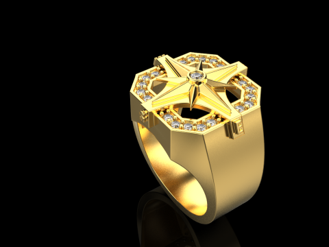 Compass signet ring model 972 3D प्रिंट मॉडल