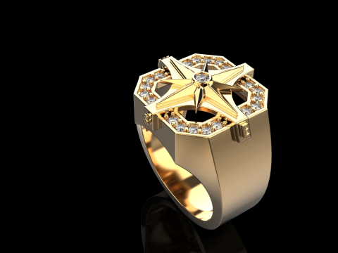 Compass signet ring model 972 3D प्रिंट मॉडल