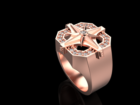 Compass signet ring model 972 3D प्रिंट मॉडल