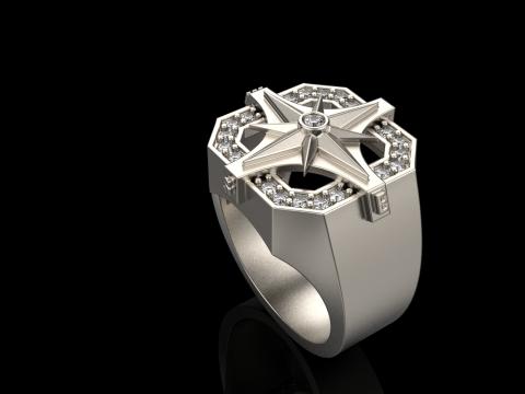 Compass signet ring model 972 3D प्रिंट मॉडल