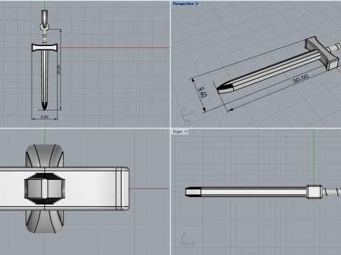 Sword pendant model 973 3D Print Model