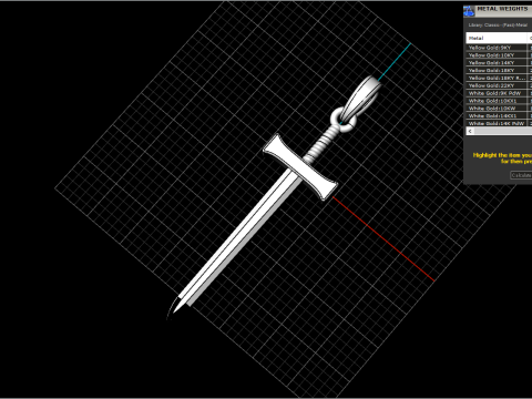 Sword pendant model 973 3D Принт Модель