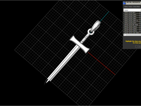Sword pendant model 973 3D Print Model