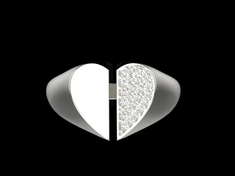 Heart signet ring model 976 3D Print Model