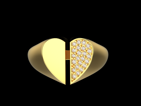 Heart signet ring model 976 Modèles 3D en vedette