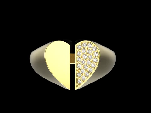 Heart signet ring model 976 3D Print Model