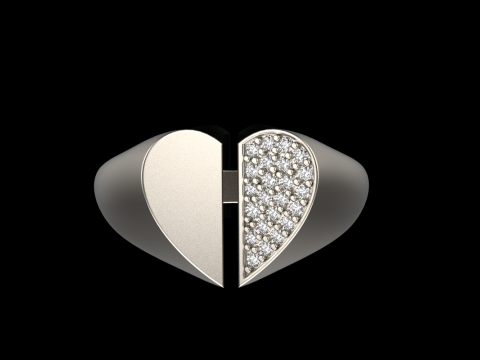 Heart signet ring model 976 Modèles 3D en vedette