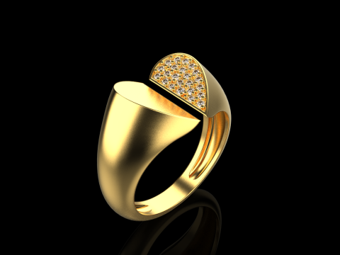Heart signet ring model 976 Modèles 3D en vedette
