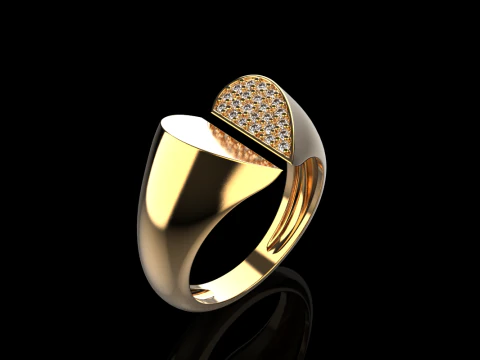 Heart signet ring model 976 3D Print Model