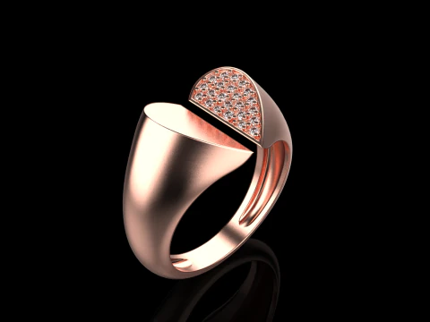 Heart signet ring model 976 3D Print Model