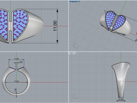 Signet heart ring model 977 3Dプリントモデル
