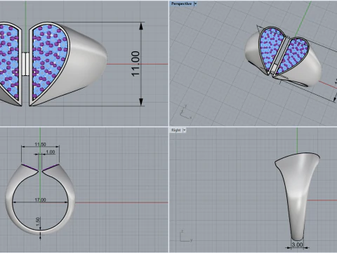 Signet heart ring model 977 3D Print Model