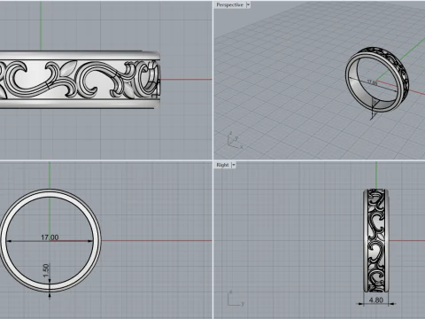 Ornament ring model 968 3D Print Model