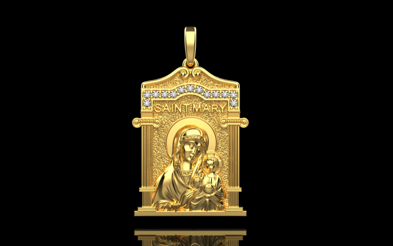 Virgin Mary pendant model 965 3D 打印模型 .c4d .max .obj .3ds .fbx .stl .blend 