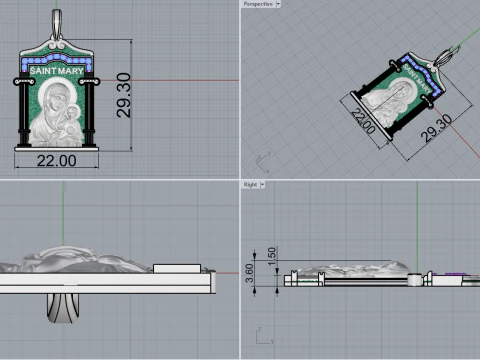 Virgin Mary pendant model 965 3D Print Model