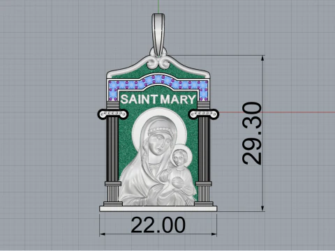 Virgin Mary pendant model 965 3D Print Model
