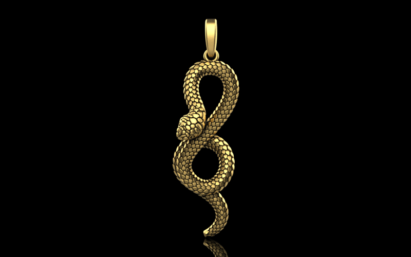 Snake pendant model 964 3D Baskı Modeli .c4d .max .obj .3ds .fbx .stl .blend