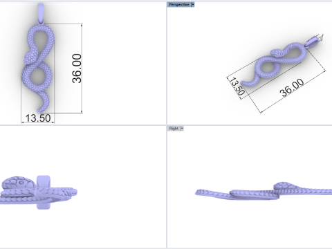 Snake pendant model 964 3D Baskı Modeli