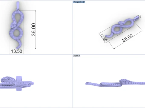 Snake pendant model 964 3D Print Model