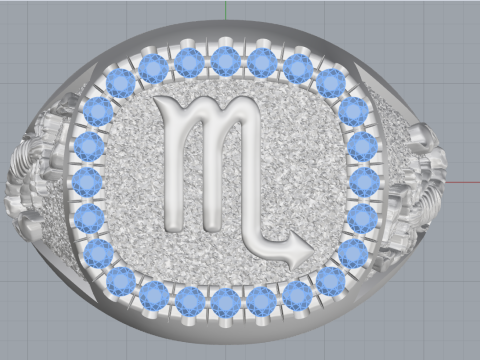 Zodiac sign scorpion ring model 962 Modello di stampa 3D