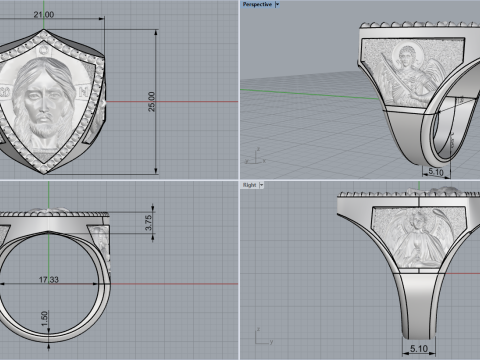 Jesus and archangel ring model 961 Modello di stampa 3D