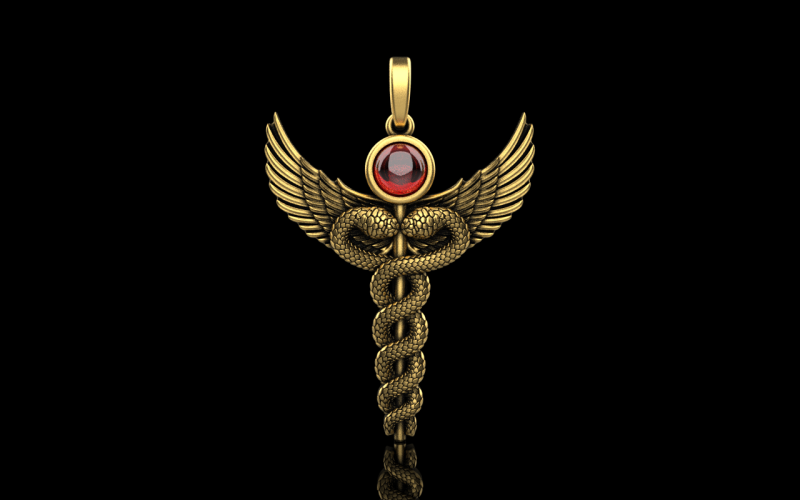 Caduceus medical sign snake pendant model 960 Modelo de Impressão 3D .c4d .max .obj .3ds .fbx .stl .blend