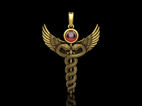 Caduceus 의료 사인 뱀 펜던트 모델 960 3D 프린트 모델