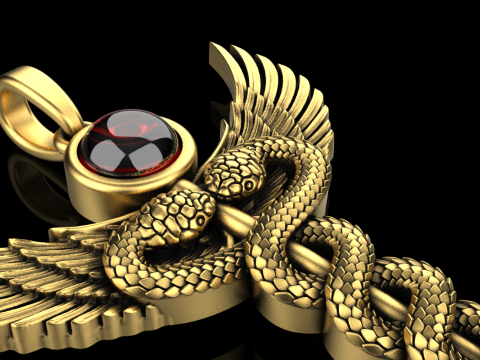 Caduceus medical sign snake pendant model 960 Modelo de Impressão 3D