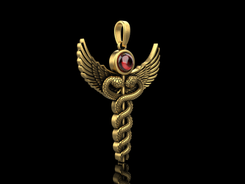 Caduceus medical sign snake pendant model 960 Modelo de Impressão 3D