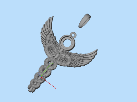 Caduceus medical sign snake pendant model 960 Modelo de Impressão 3D