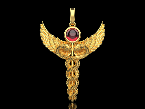 Caduceus medical sign snake pendant model 960 Modelo de Impressão 3D