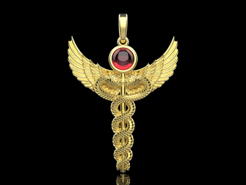 Caduceus medical sign snake pendant model 960 Modelo de Impressão 3D
