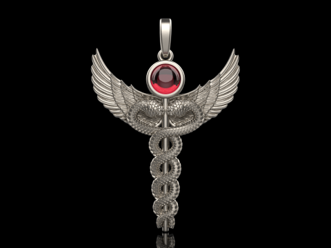 Caduceus medical sign snake pendant model 960 Modelo de Impressão 3D