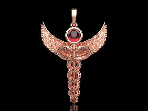 Caduceus medical sign snake pendant model 960 Modelo de Impressão 3D