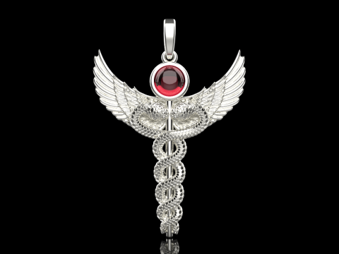 Caduceus medical sign snake pendant model 960 Modelo de Impressão 3D