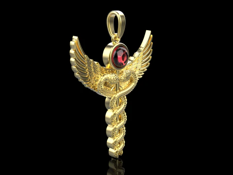 Caduceus medical sign snake pendant model 960 3D Print Model